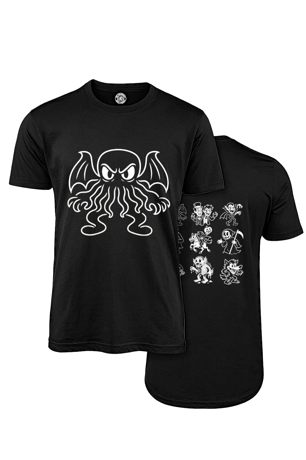 Rubber Hose Cthulhu Cartoon Horror T-Shirt (Black)